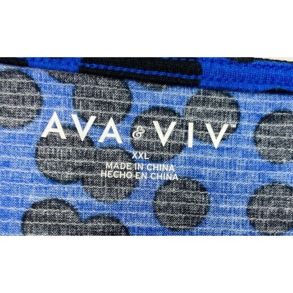 -New Ava & Viv Women's Long Sleeve Sweetheart Knit Blouse - Blue Polka Dot XXL - Picture 7 of 9